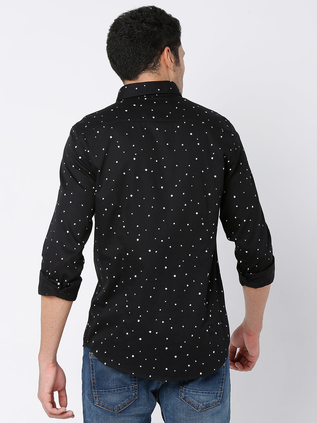 Spykar Men Black Cotton Full Sleeve Printed Shirt