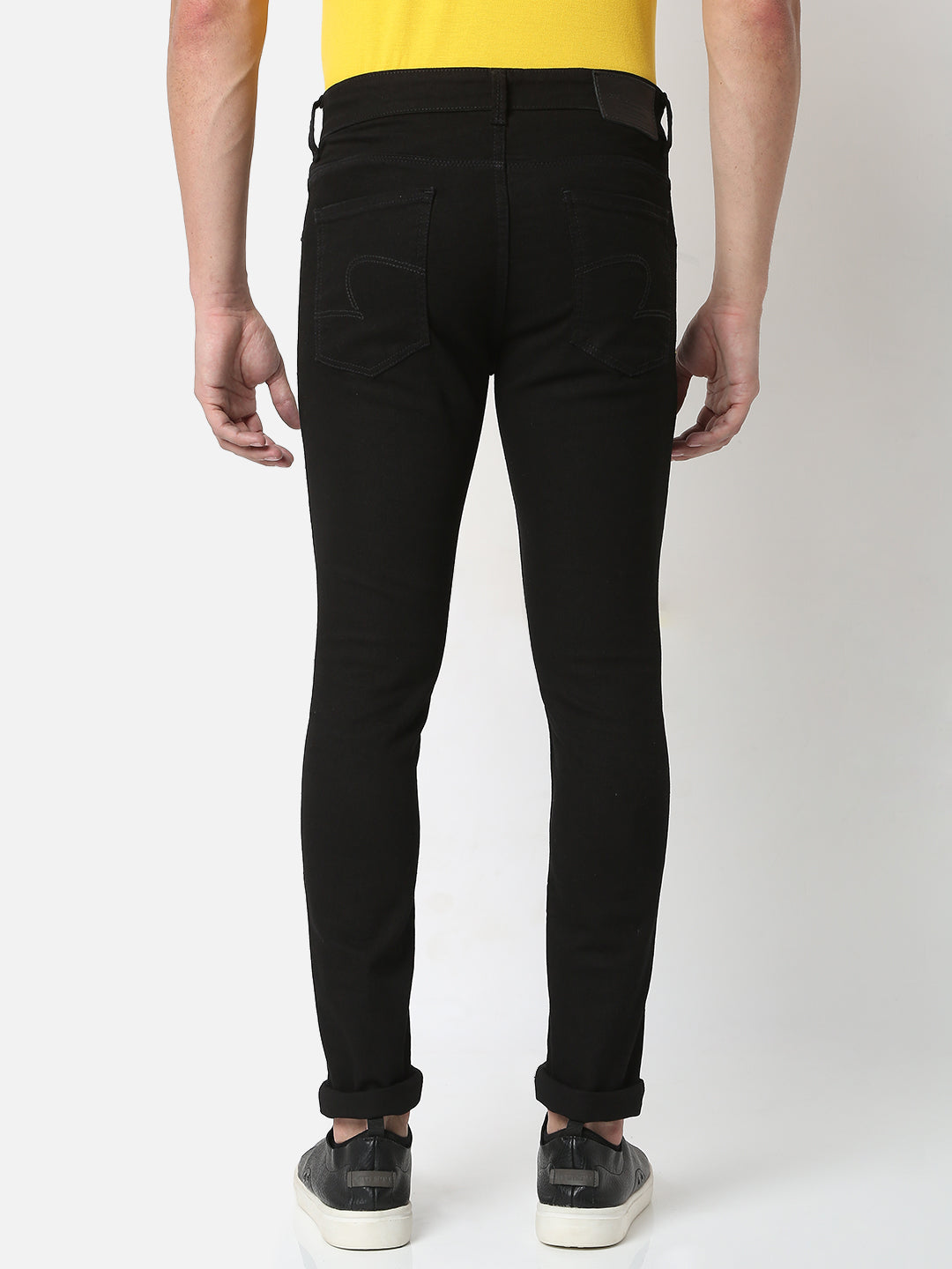 Spykar Men Black Super Slim Fit Tapered Length Jeans (Super Skinny)