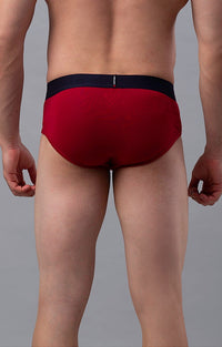 Maroon Cotton Brief For Men Premium- Underjeans By Spykar