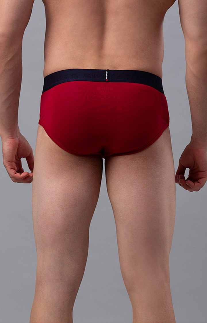 Maroon Cotton Brief For Men Premium- Underjeans By Spykar