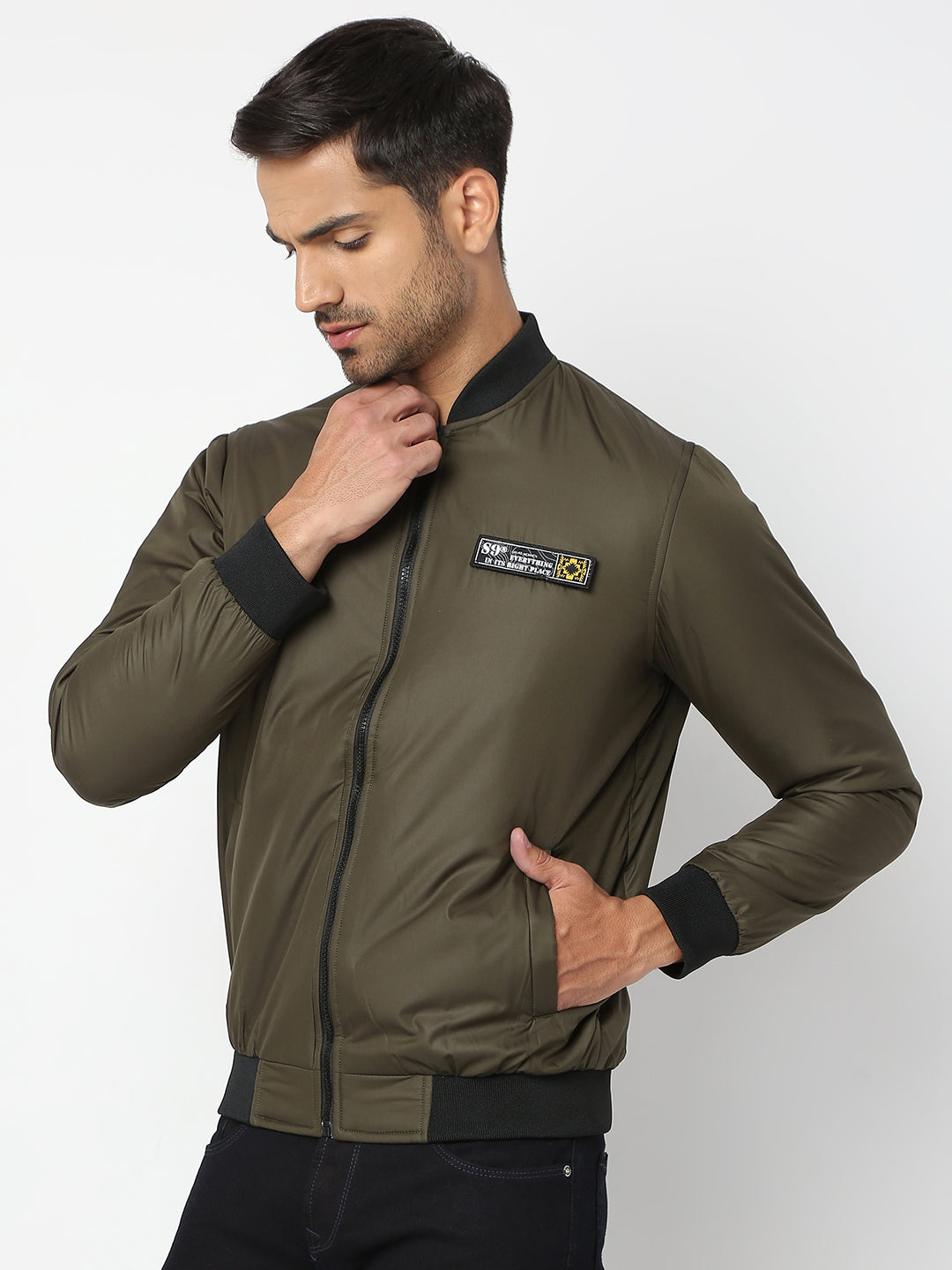 Spykar Men Forest Green Nylon Regular Fit Jacket