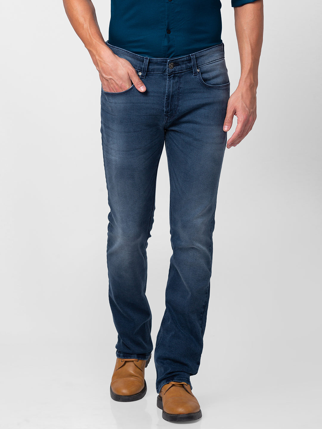 Buy Spykar Men Dark Blue Cotton Comfort Fit Regular Length Jeans