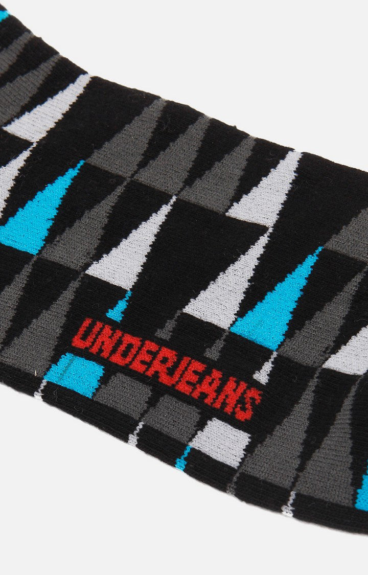 Men Premium Black Ankle Length (Non Terry) Single Pair Of Socks- Underjeans By Spykar