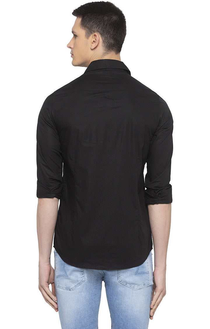 Spykar Black Linen Slim Fit Shirts For Men