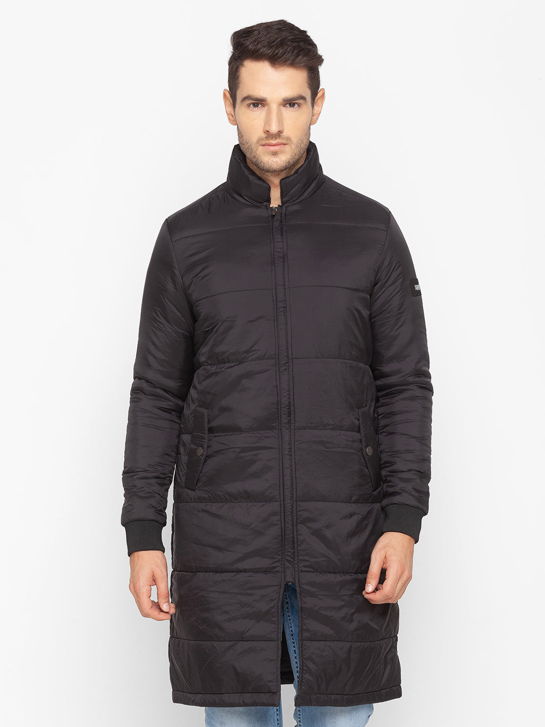 Spykar Black Polyester Men Jacket