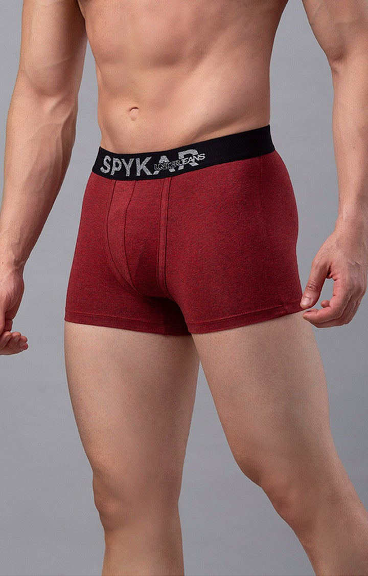 Underjeans By Spykar Men Red Solid Trunks