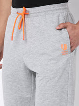 Men Premium Cotton Blend Knitted Grey Trackpant- Underjeans By Spykar