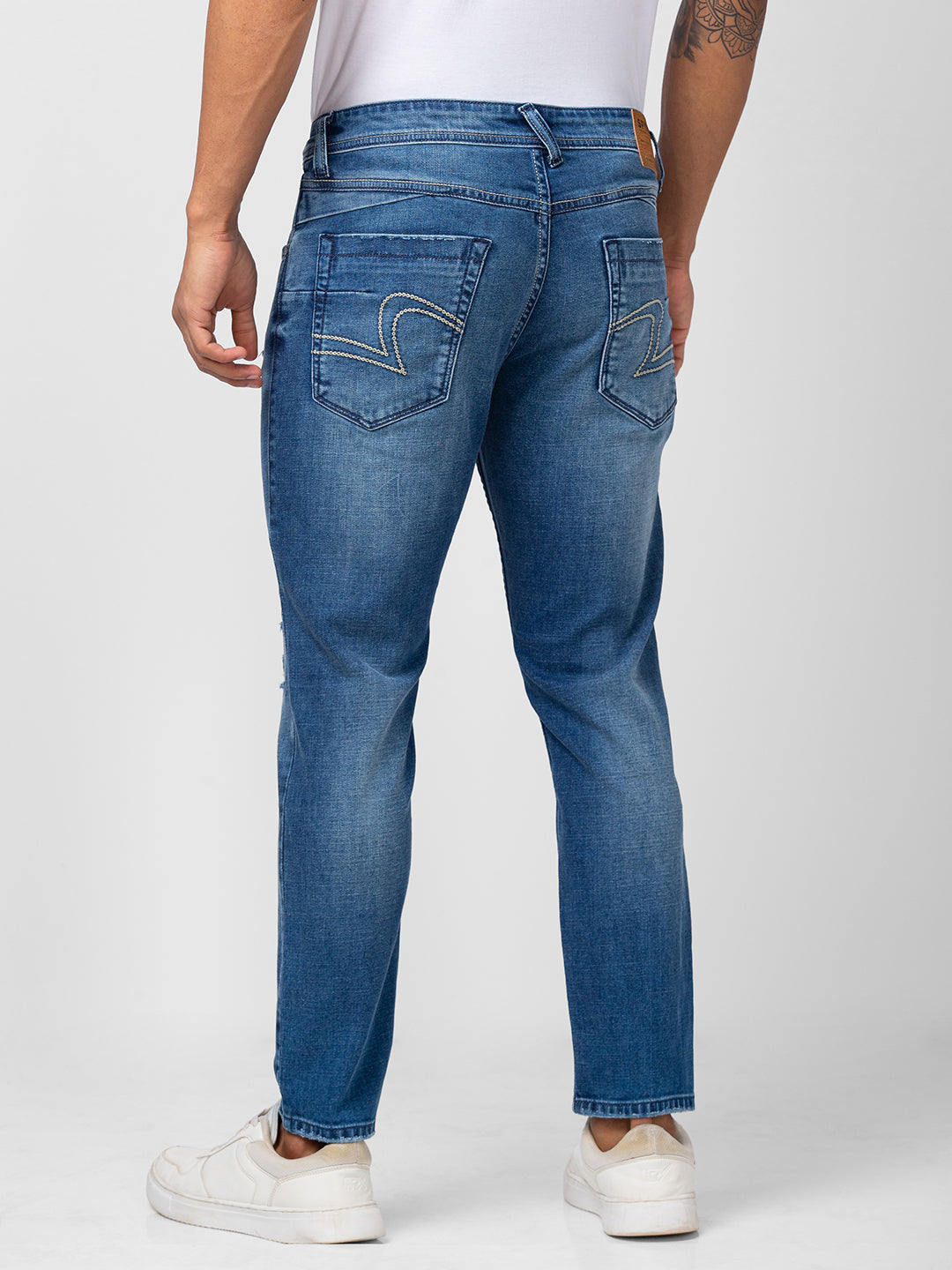 Spykar Men Mid Blue Cotton Slim Fit Tapered Length Jeans (Kano)