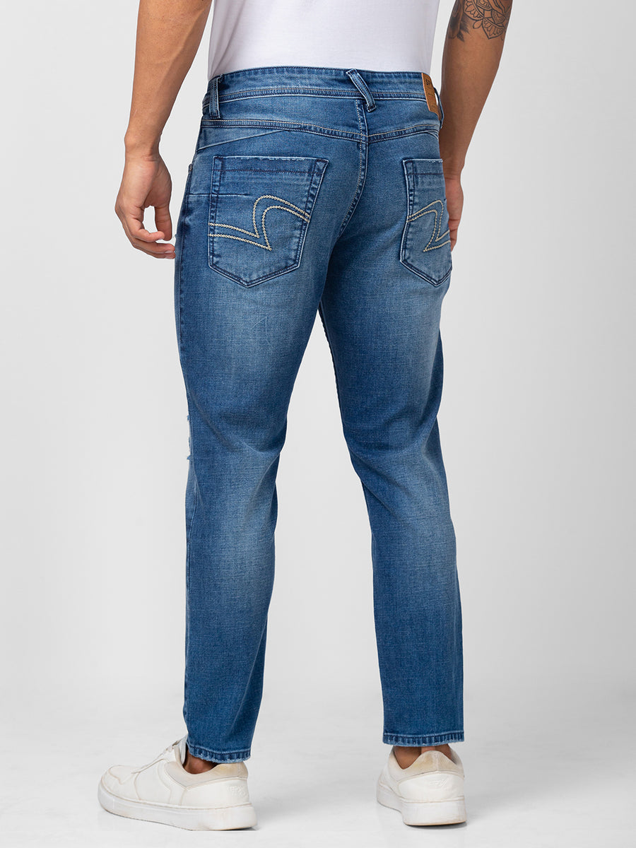 Spykar Men Mid Blue Cotton Slim Fit Tapered Length Jeans (Kano ...