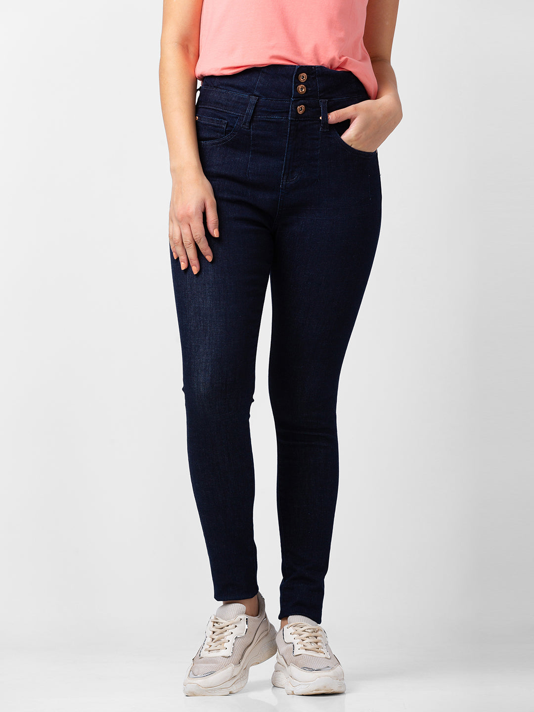 Spykar Women Dark Blue Lycra Skinny Fit Regular Length Jeans (Adora)