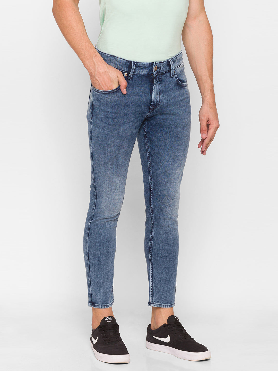 Spykar Men Blue Cotton Slim Fit Tapered Length Jeans (Kano)