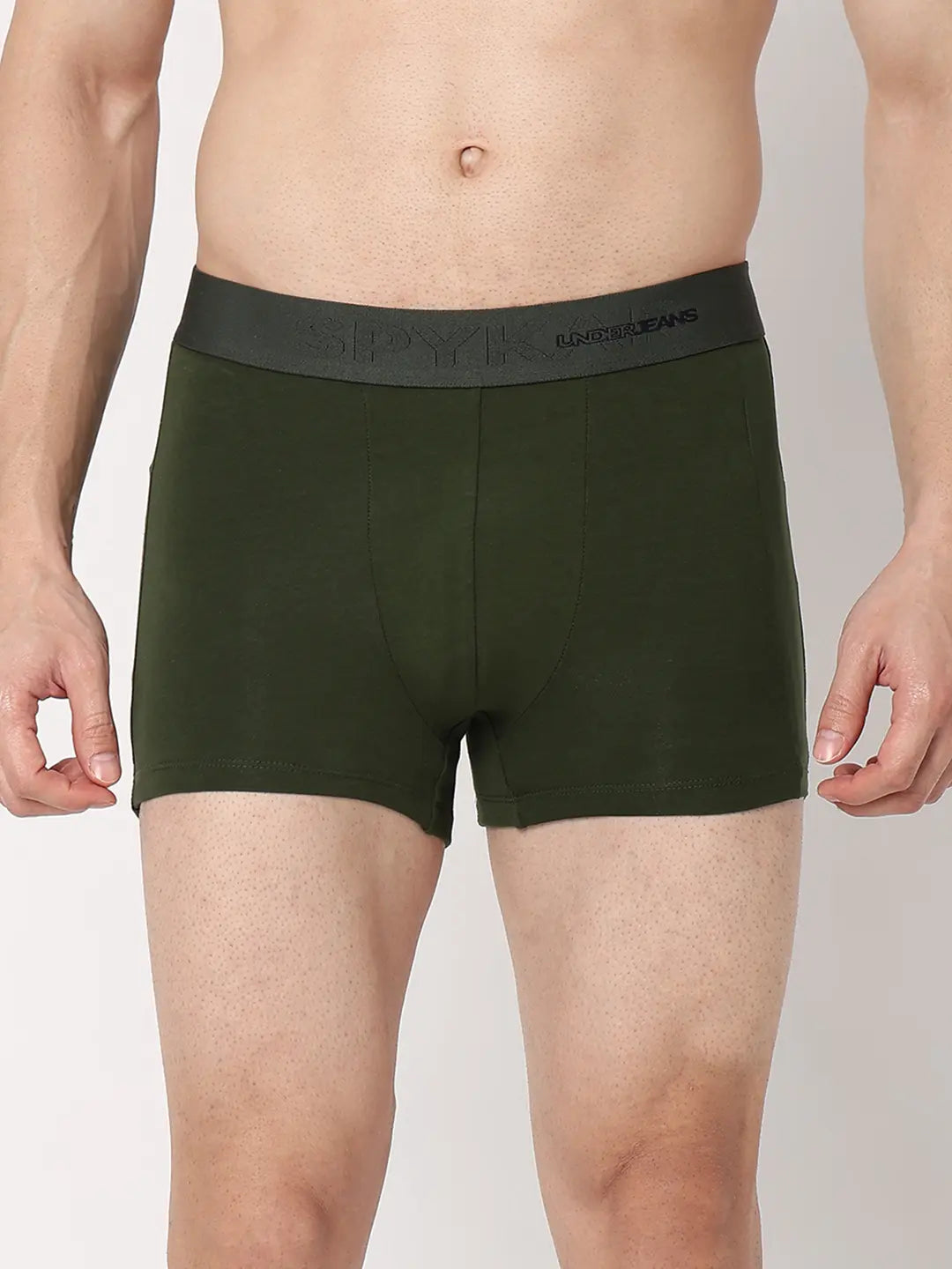 Underjeans By Spykar Men Premium Black & Olive Cotton Blend Regular Fit Trunk - Pack Of 2