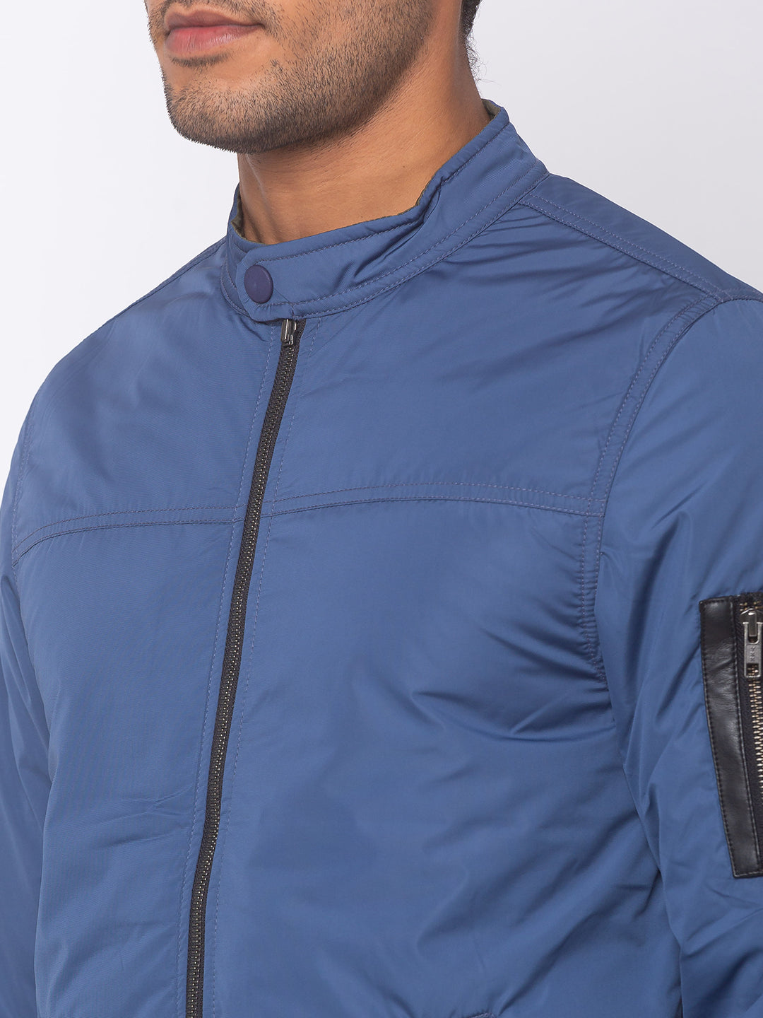 Spykar Men Airforce Blue Polyester Straight Fit Jacket