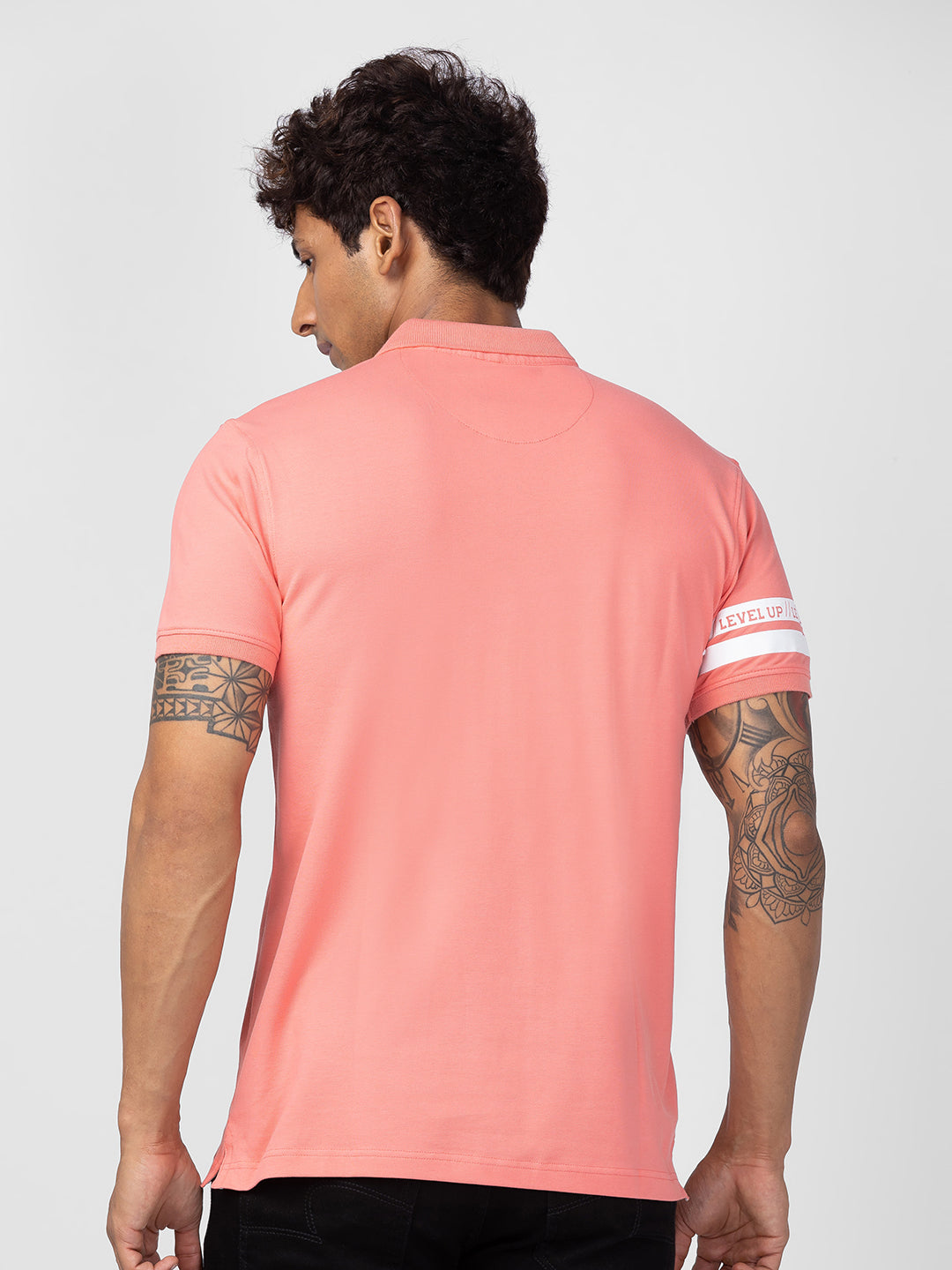 Spykar Men Pink Cotton Regular Fit Half Sleeve Plain Polo T-Shirt