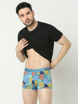 Underjeans By Spykar Men Super Premium Printed Bonded Elastic Blue Trunk