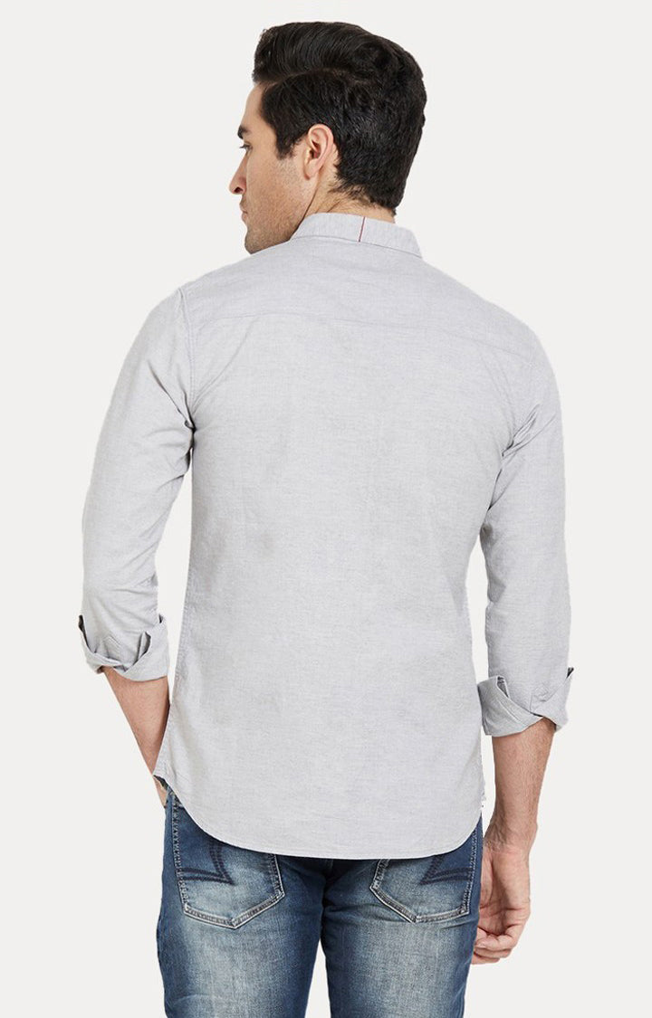 Spykar Men'S Grey Cotton Solid Casual Shirts