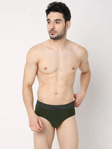 Underjeans By Spykar Men Premium Dark Grey & Olive Cotton Blend Regular Fit Brief - Pack Of 2