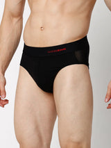 Underjeans By Spykar Men Premium Black & Olive Cotton Blend Regular Fit Brief - Pack Of 2