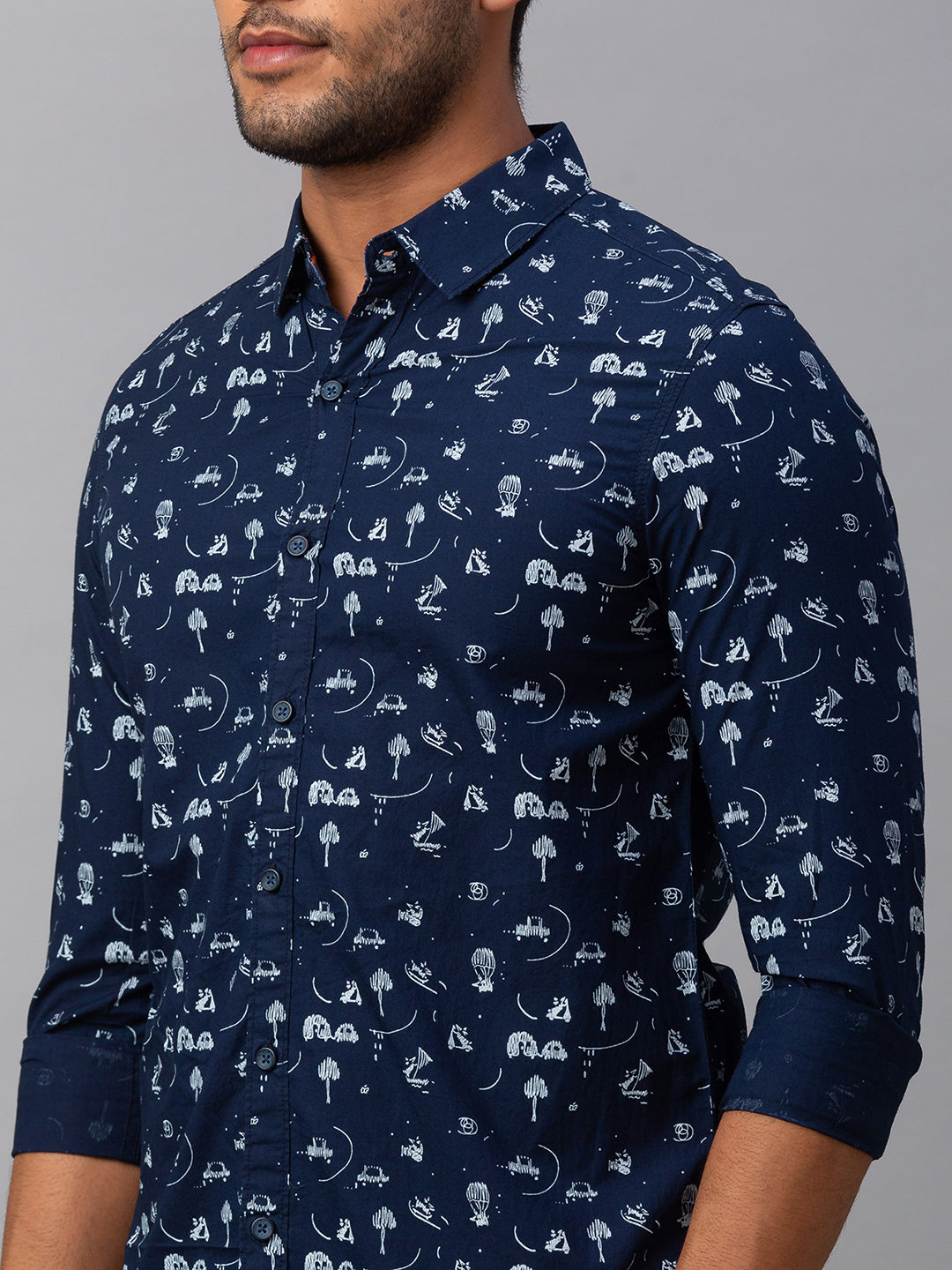 Spykar Men Blue Cotton Slim Fit Shirt