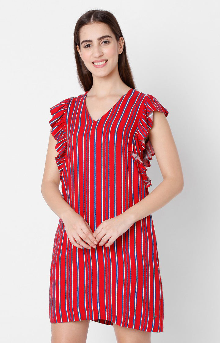 Spykar Women Red Viscose Slim Fit Casual Dress