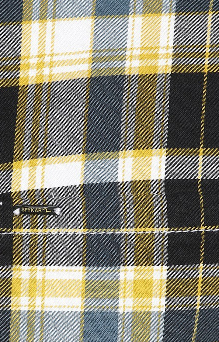 Spykar Men'S Yellow Cotton Checked Casual Shirts