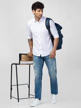 Spykar Men Mid Blue Cotton Regular Fit Narrow Length Jeans (Rover)