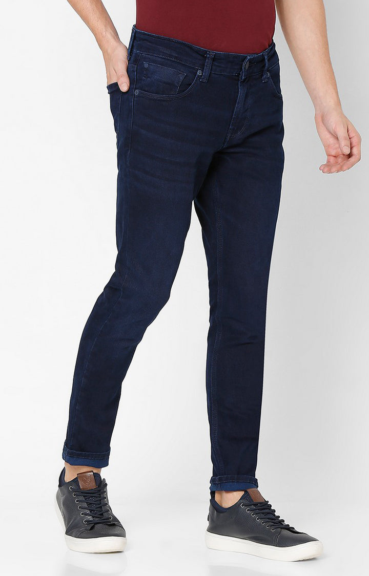 Spykar Men Navy Blue Cotton Slim Fit Narrow Length Jeans (Skinny)