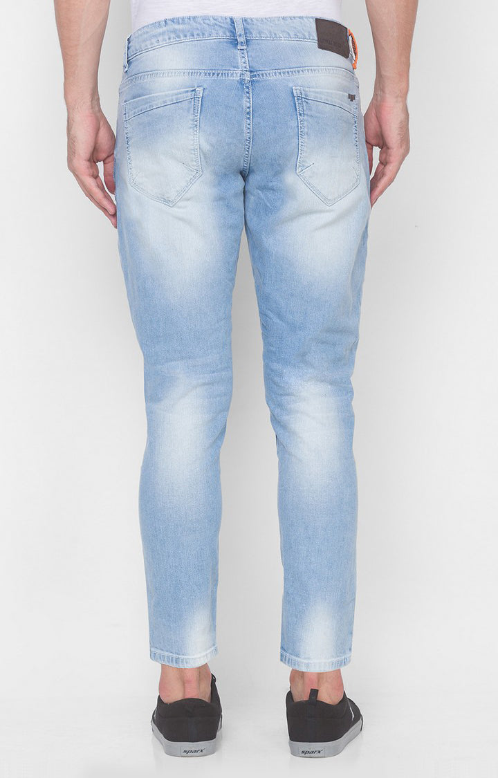 Spykar Light Blue Cotton Slim Fit Tapered Length Jeans (Kano)