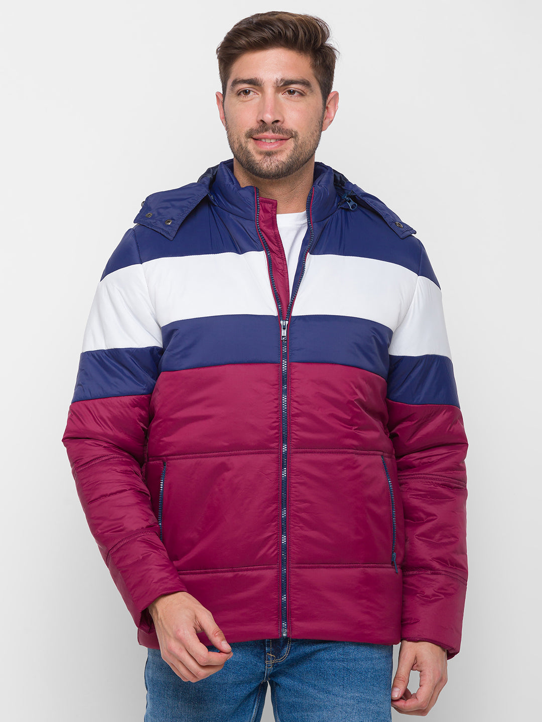 Spykar Red & Blue Polyester Regular Fit Jacket For Men