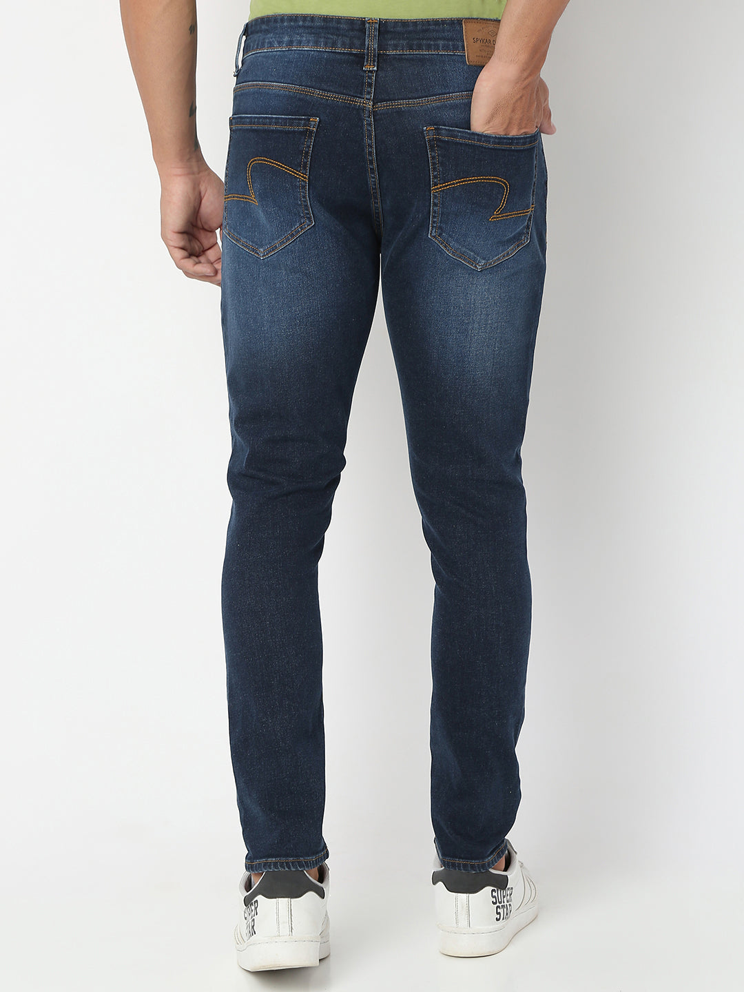 Spykar Men Dark Blue Cotton Slim Fit Tapered Length Jeans (Kano)