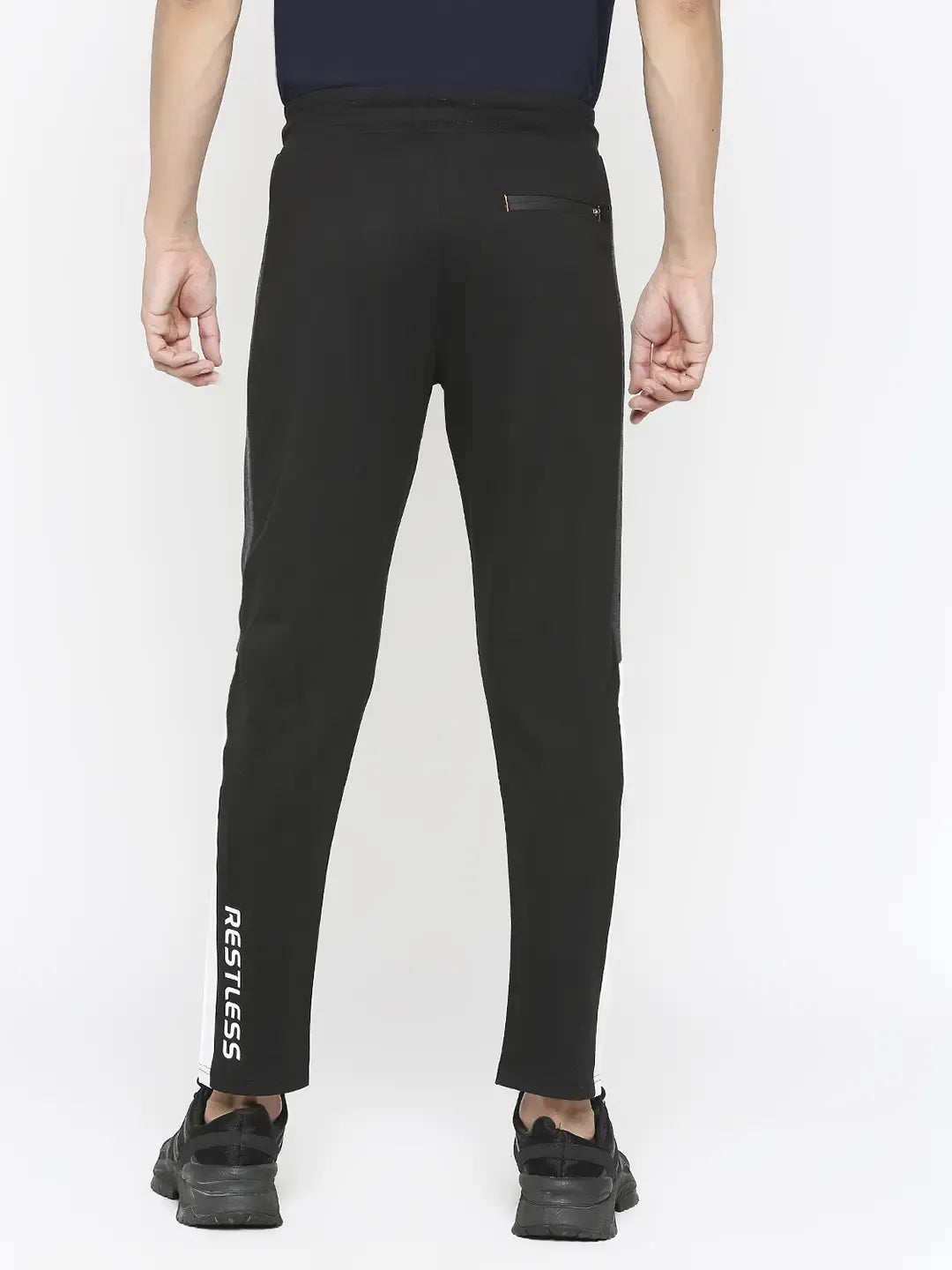 Spykar Men Black Cotton Regular Fit Knitted Trackpant