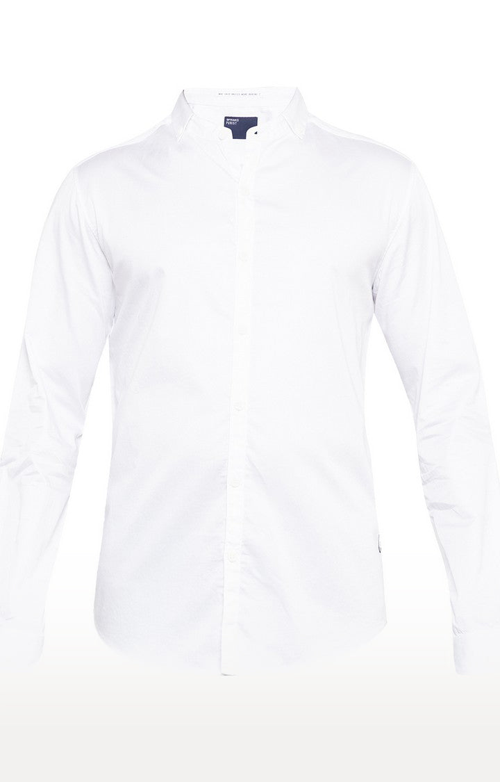 Spykar Men'S White Cotton Solid Casual Shirts