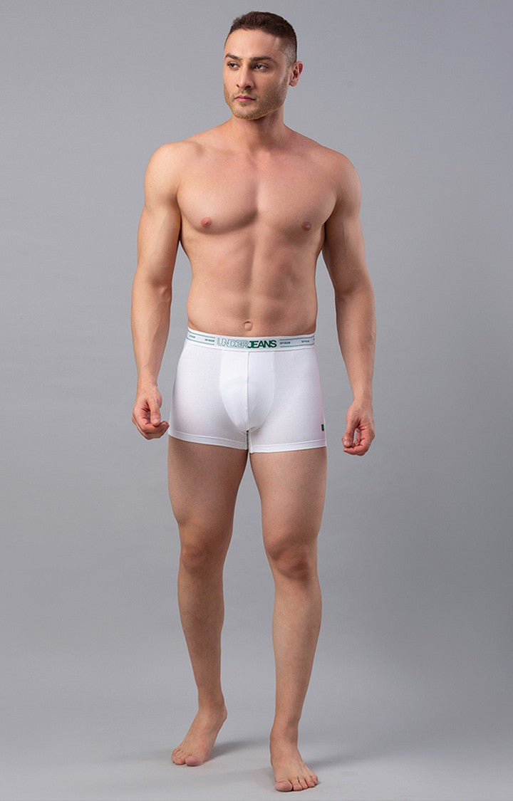 Underjeans By Spykar Men White Soild Trunks