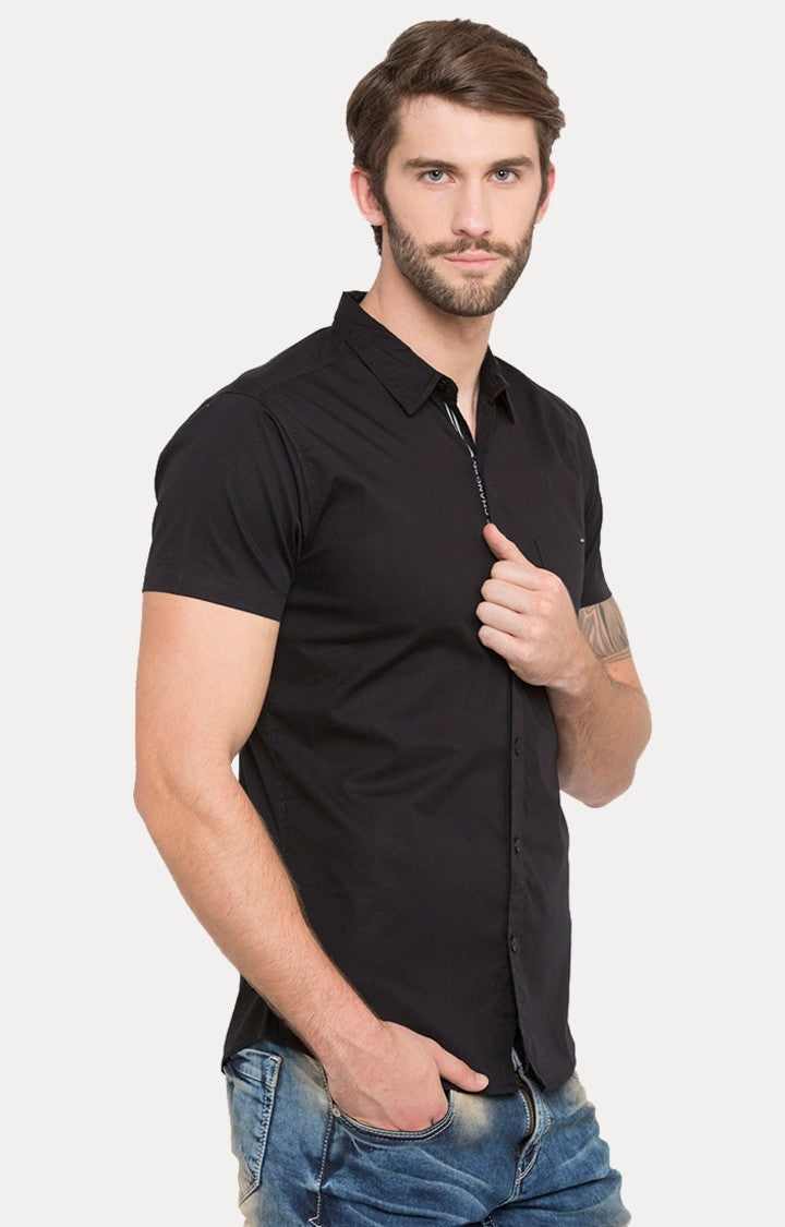 Spykar Men'S Black Cotton Solid Casual Shirts