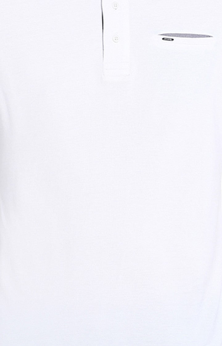 Spykar White Solid Slim Fit Polo T-Shirt