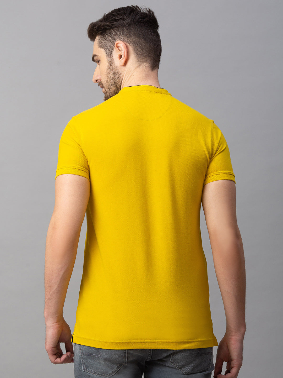 Spykar Men Yellow Cotton Slim Fit M and arin T-Shirt