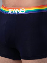 Men Premium Navy-Multi Cotton Blend Trunk- Underjeans By Spykar