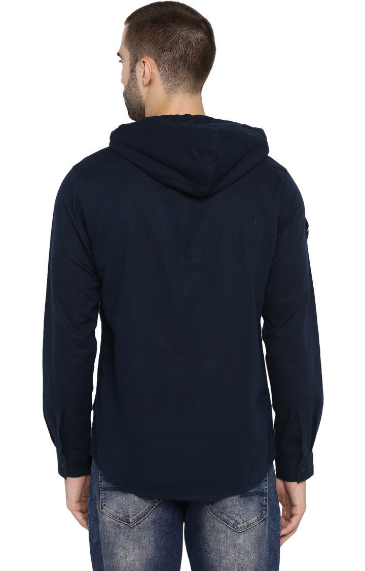 Spykar Navy Blue Solid Slim Fit Hoodies