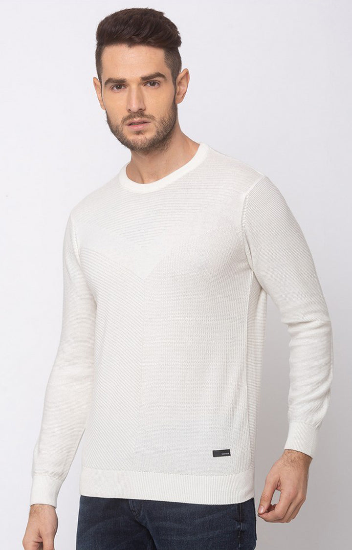 Spykar Blue Cotton Regular Fit Sweater For Men