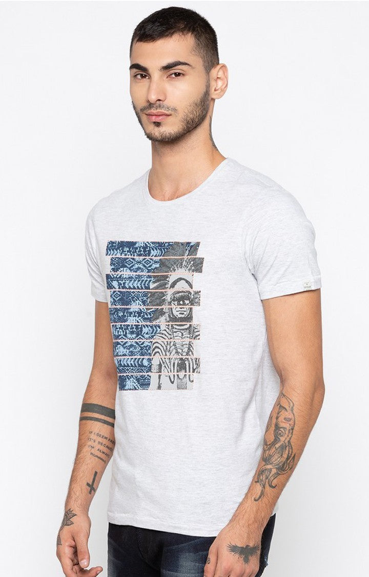 Spykar Ash Printed Slim Fit Men T-Shirts