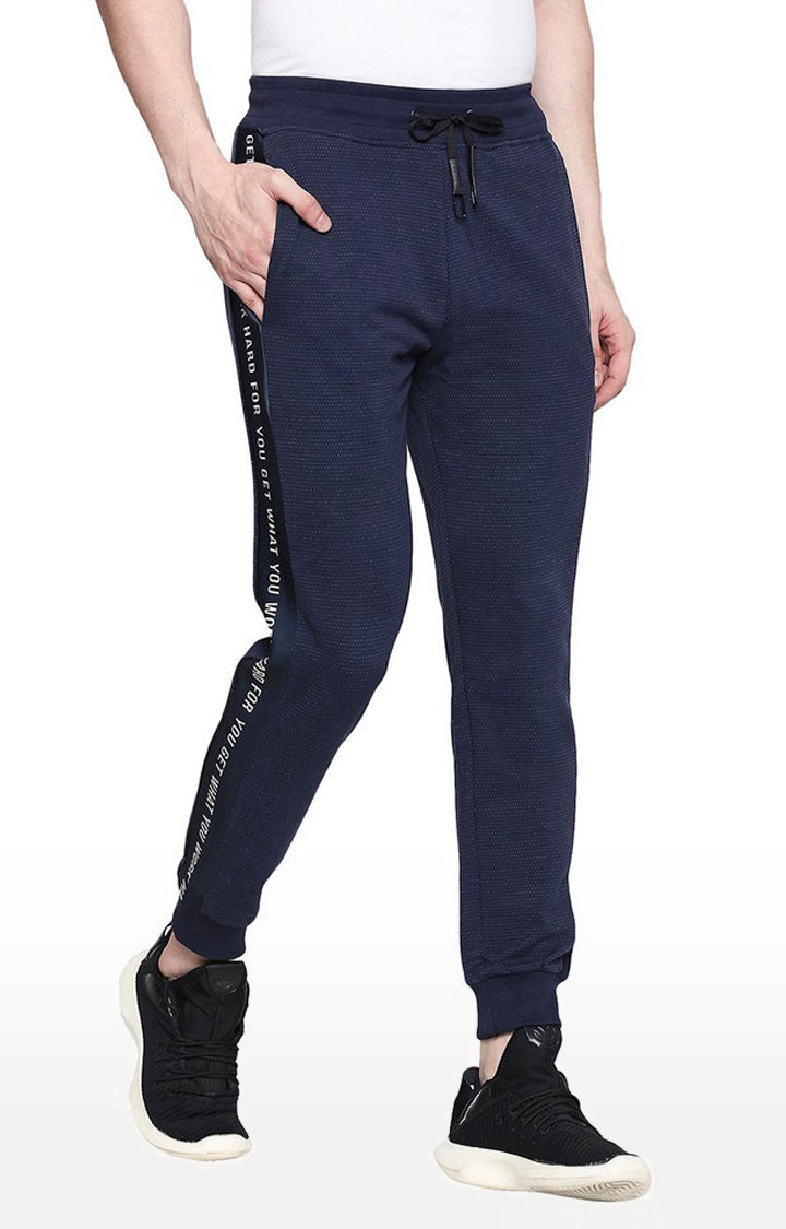 Spykar Men Blue Cotton Slim Fit Low Rise Joggers/Trackpant