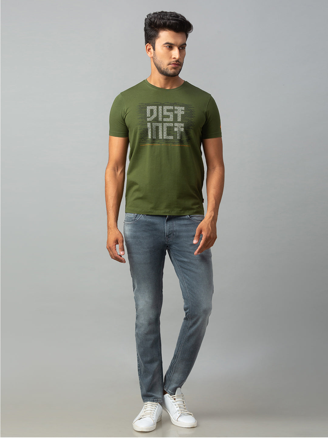 Spykar Men Green Cotton Slim Fit T-Shirt (Slim)