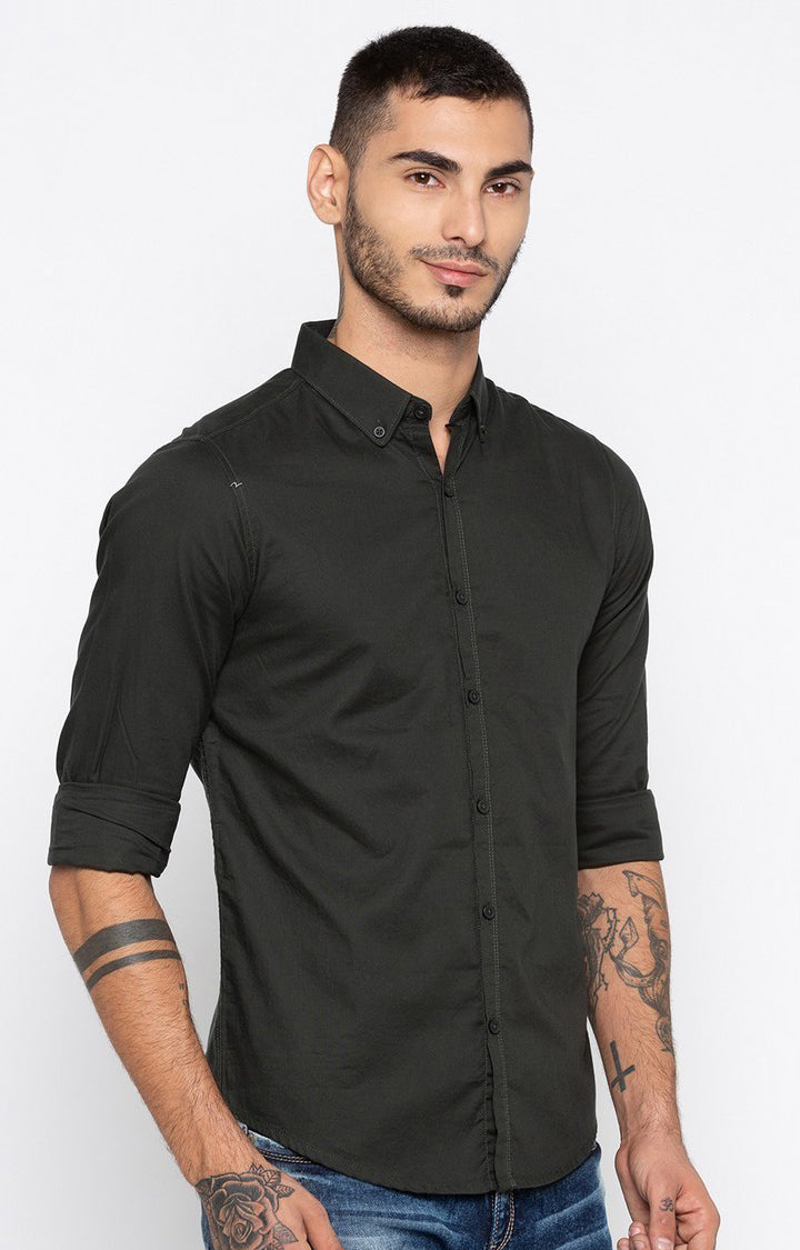 Spykar Men'S Black Cotton Solid Casual Shirts