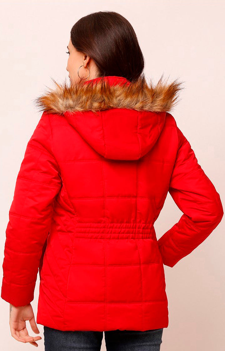 Spykar Women Red Solid Front Open Jacket