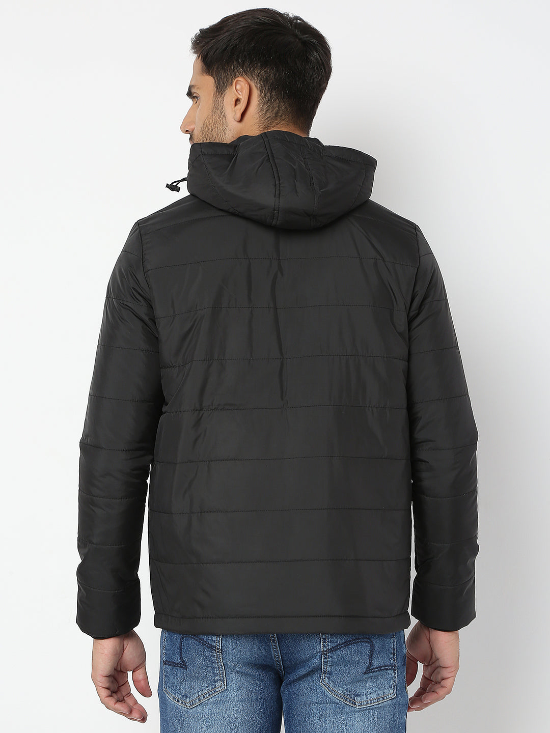 Spykar Men Black Nylon Regular Fit Jacket