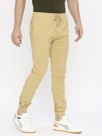 Spykar Men Camel Khaki Lycra Slim Fit Ankle Length Plain Trousers