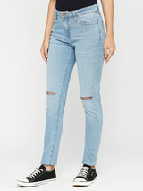 Spykar Women Light Wash Cotton Skinny Fit Ankle Length Knee Slash Mid Rise Jeans (Adora)