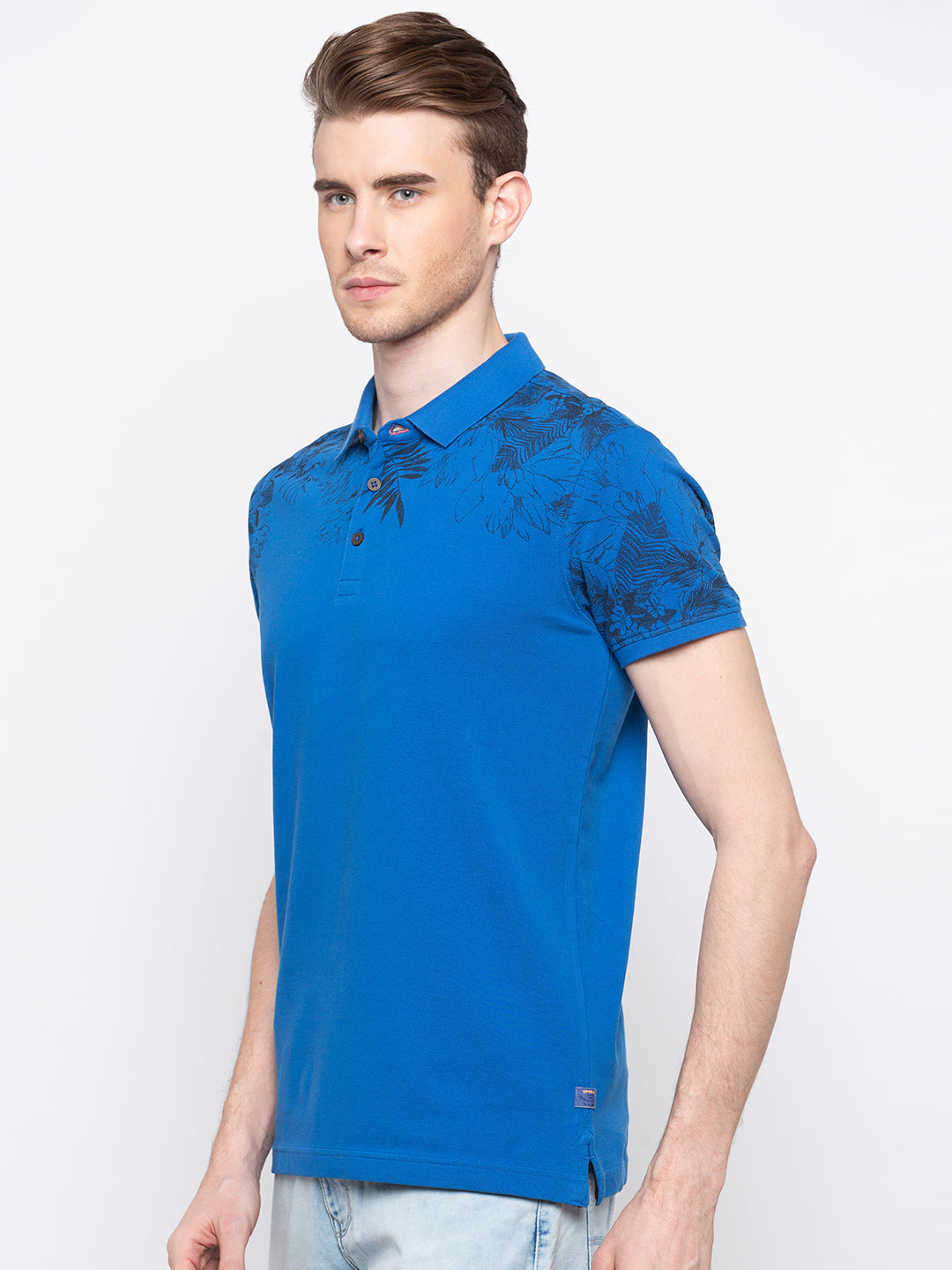 Spykar Men Blue Cotton T-Shirt