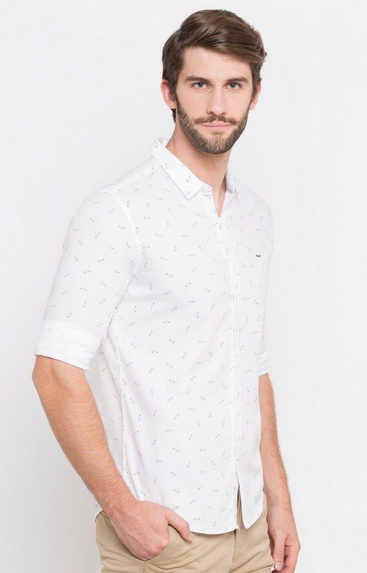 Spykar Men White Cotton Casual Shirt