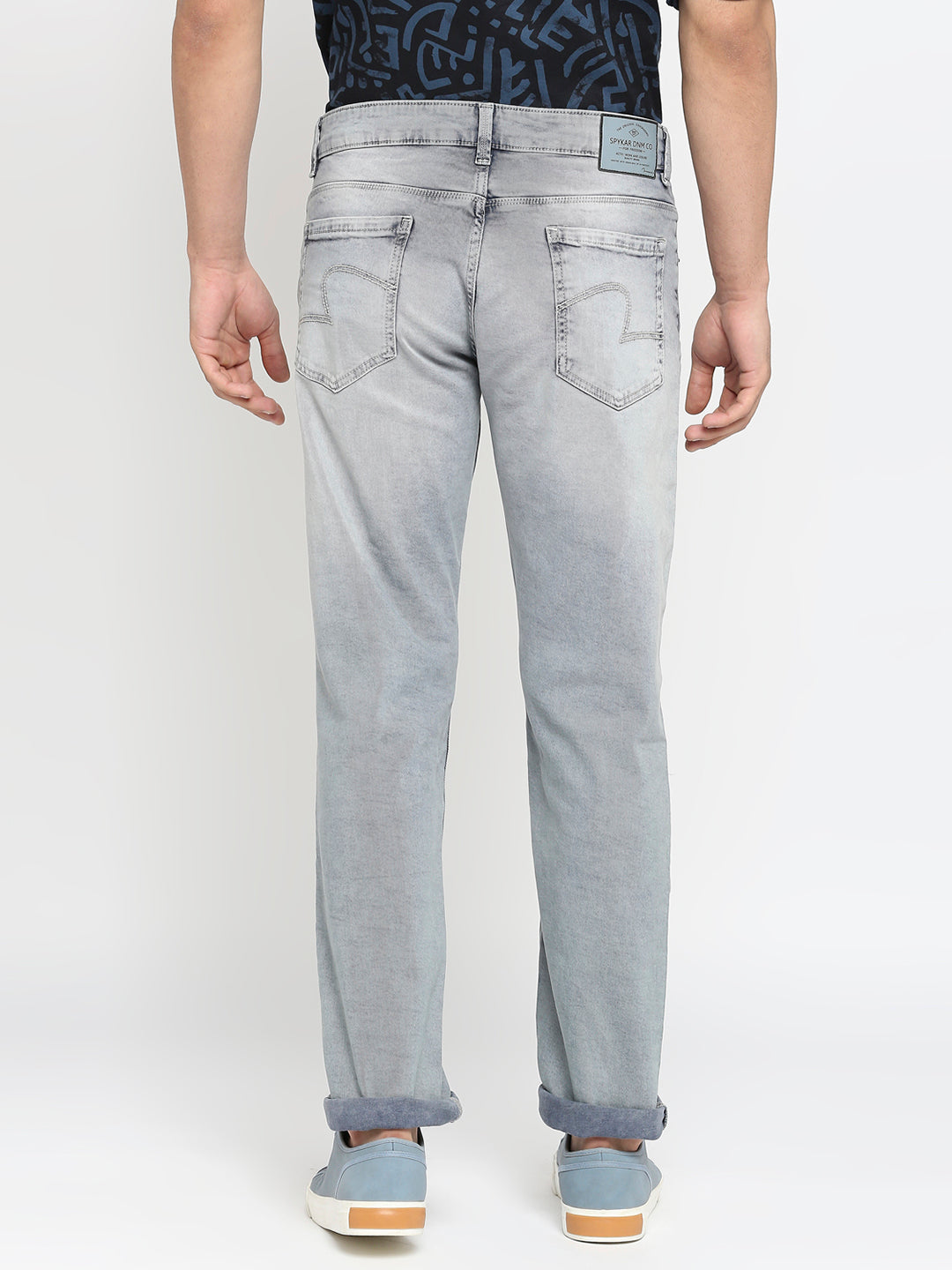 Spykar Light Grey Cotton Comfort Fit Straight Length Jeans For Men (Ricardo)